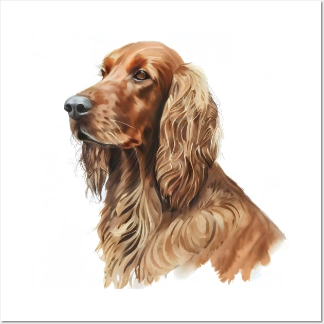 Side Profile Watercolor Portrait of an Irish Red Setter Wall Art by designs4days